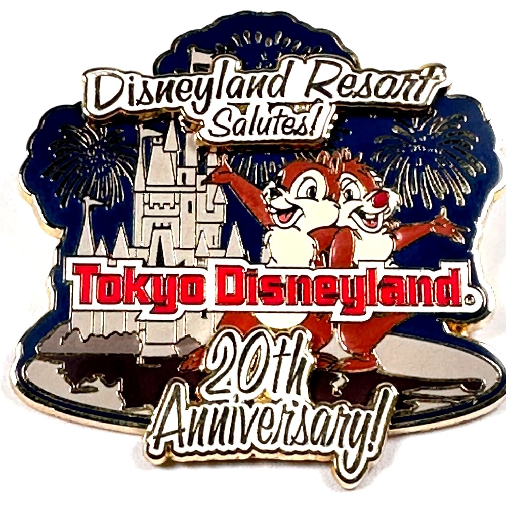 VTG DLR Salutes‎ TOKYO Disneyland Pin LE 2000 20th Anniversary Chip & Dale 21393